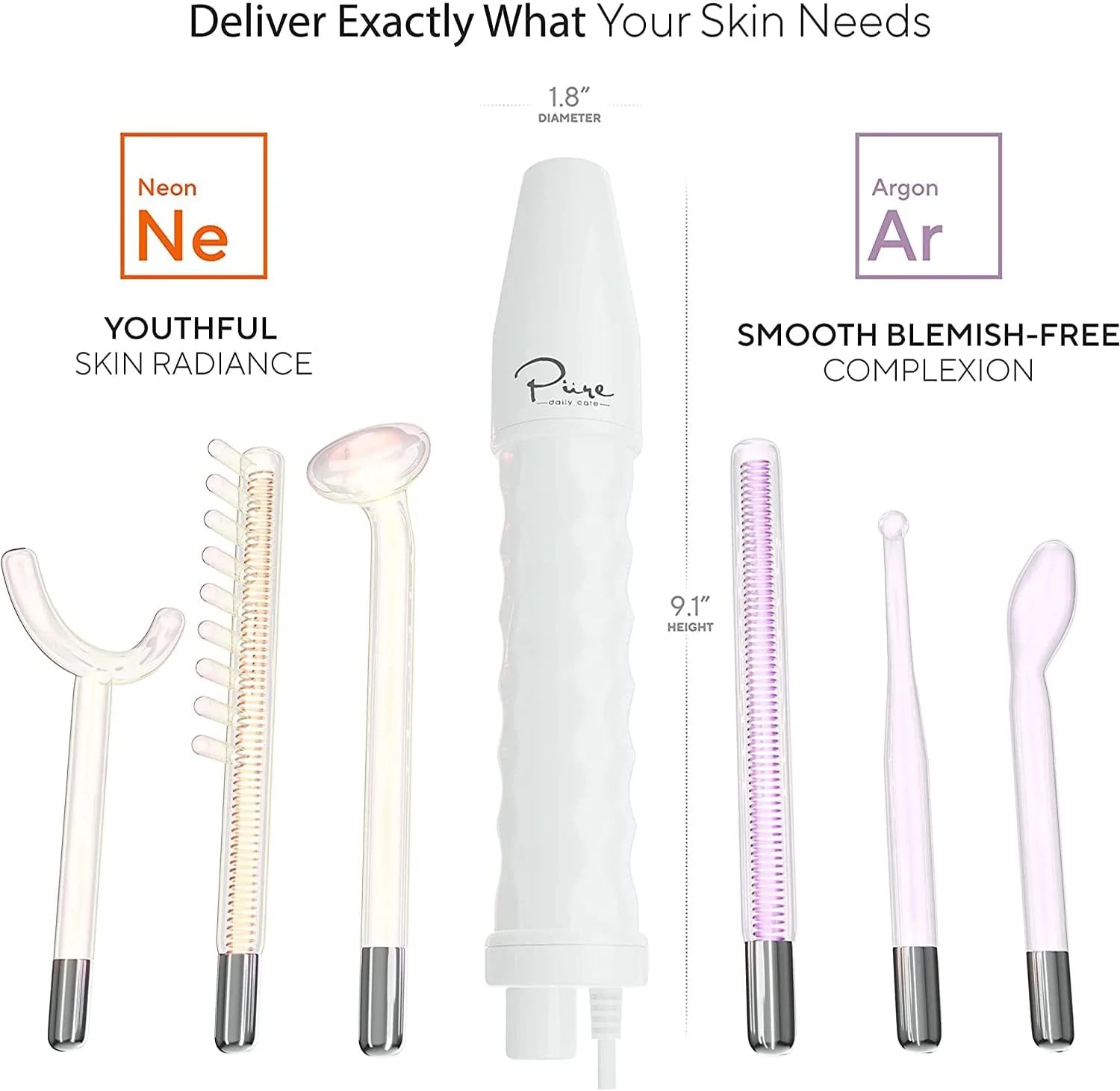 NuDerma Professional Skin Therapy Wand - Portable Skin Therapy Machine with 6 Neon