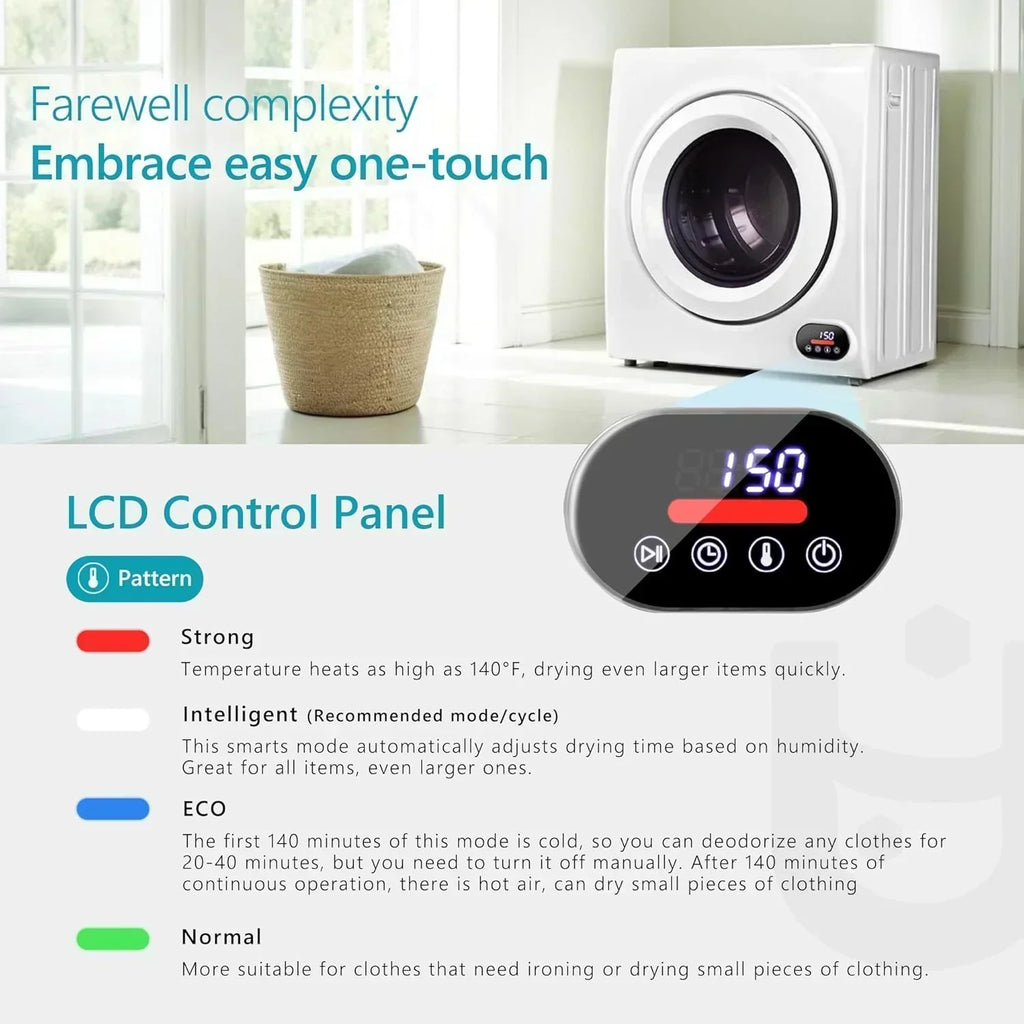 Compact Laundry Dryer 3.5 cu ft Front Load Stainless Steel Clothes Dryers With Exhaust Pipe