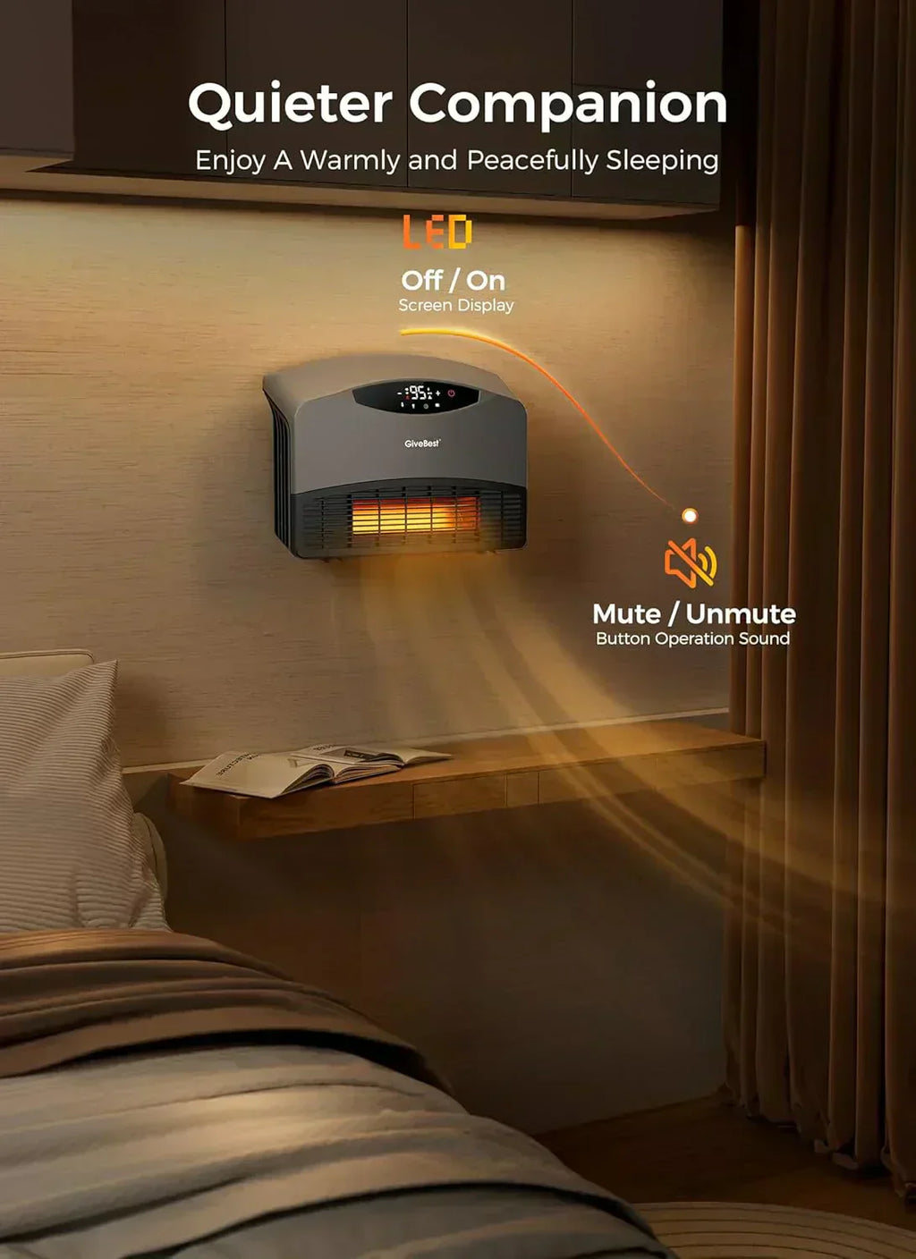 Wall mounted electric heater with WiFi and remote control floor standing heater 1500W