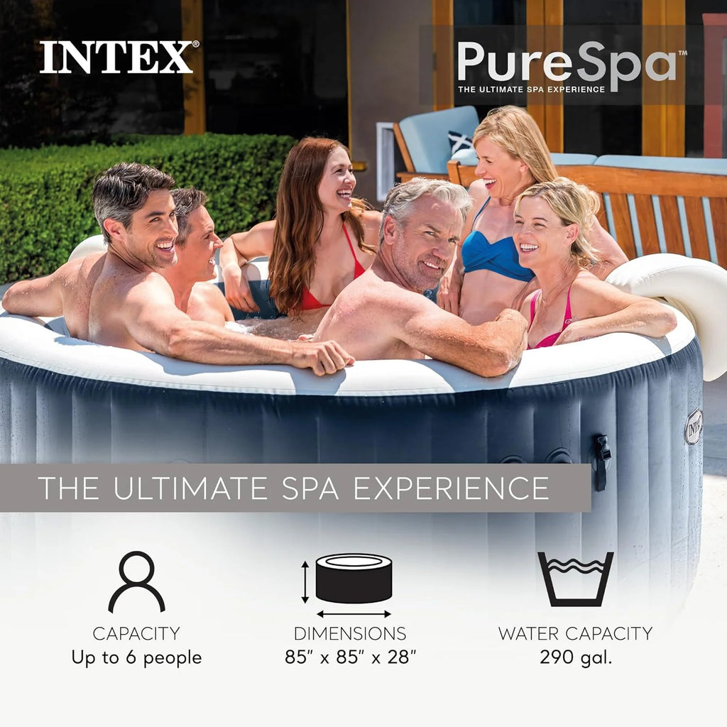 INTEX 28431EP PureSpa Plus Bubble Massage Inflatable Spa Set Includes Energy Efficient Spa Cover