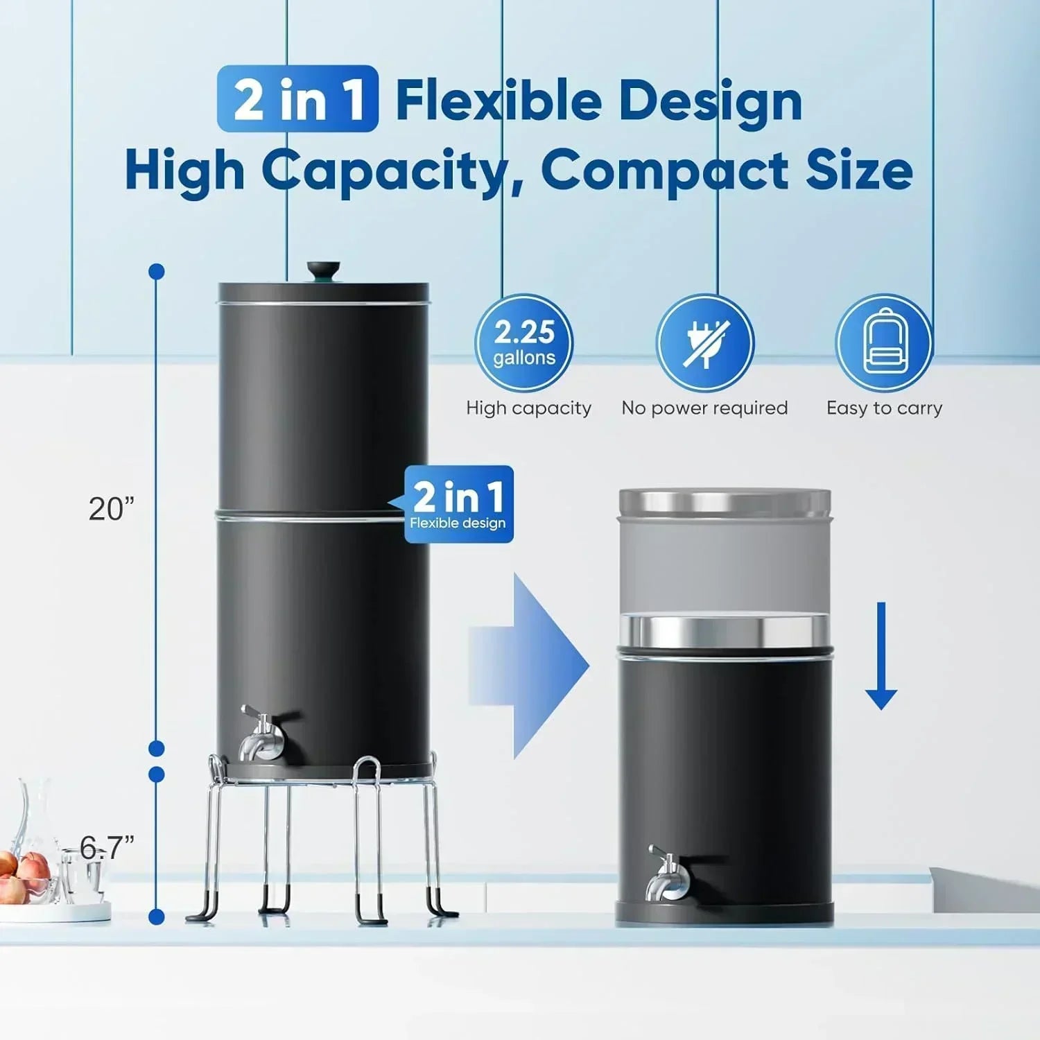 Purewell three-stage 0.01��m ultrafiltration gravity water filtration system 304