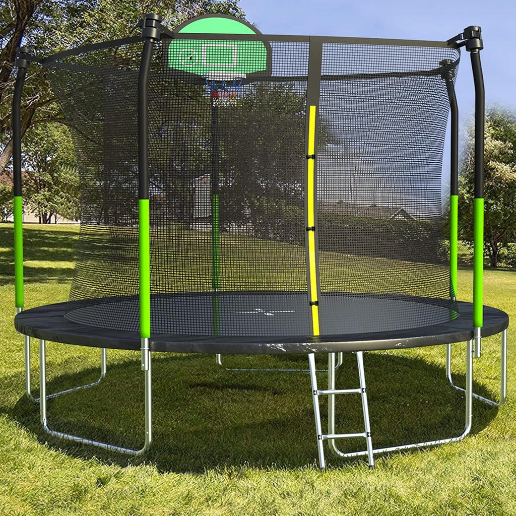 AOTOB 8FT 10FT 12FT 14 FT 15FT Trampoline with Safety Enclosure Net Outdoor Trampoline