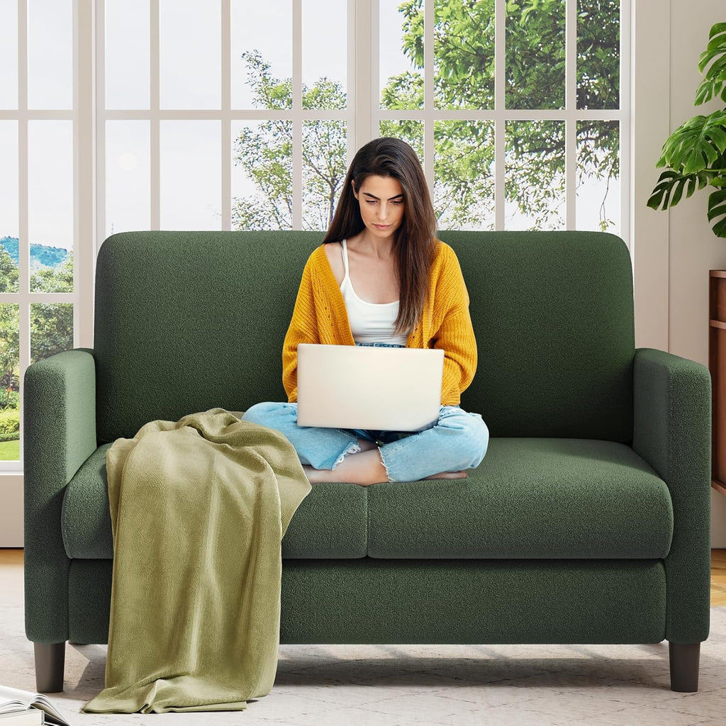 Loveseat Sofa 51 Love Seat Comfy Corduroy Small Loveseat Tool-Free Setup Couch