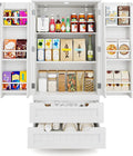 Gizoon Kitchen Pantry Storage Cabinet with Drawers Freestanding Bathroom Storage Cabinets with Doors and Shelves, 47 Small Food Pantry Cabinet for Dining Room Craft Room, White