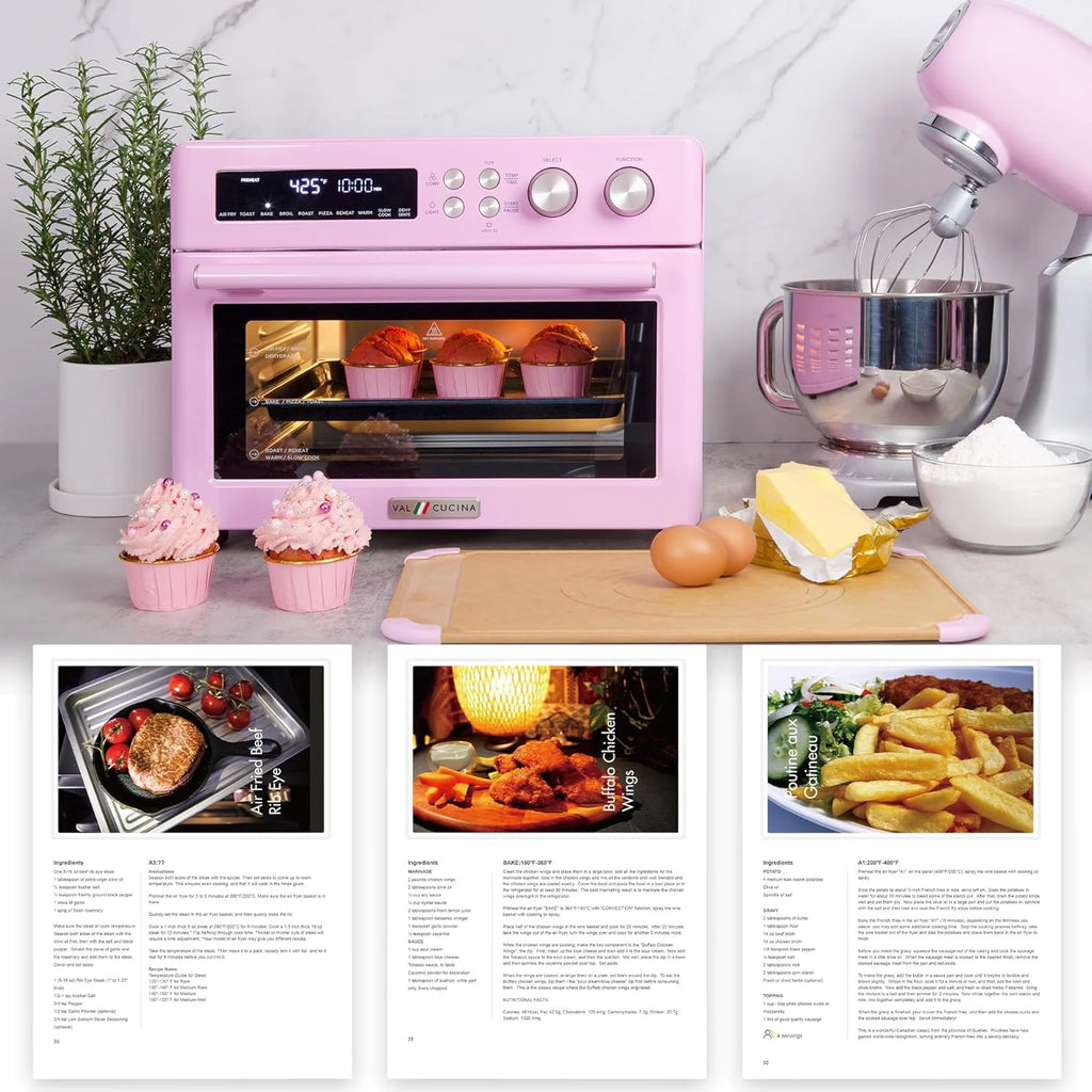 Infrared Heating Air Fryer Toaster Oven, Extra Large Countertop Convection Oven 10-in-1 Combo, 6-Slice Toast, Enamel Baking Pan Easy Clean with Recipe Book, Black Matte Stainless Steel