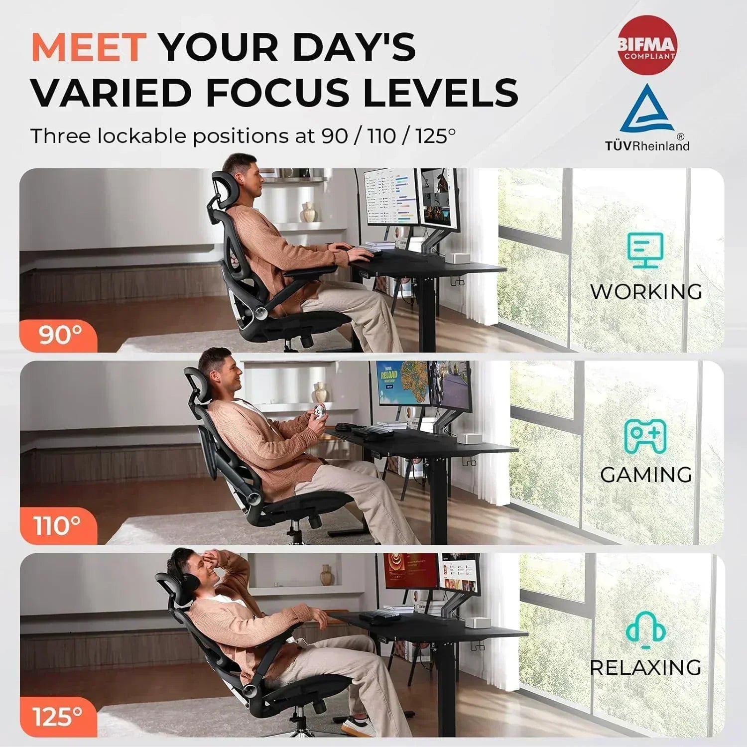 Ergonomic Mesh Office Chair with Adjustable Lumbar High Back Desk Chair 400 lbs