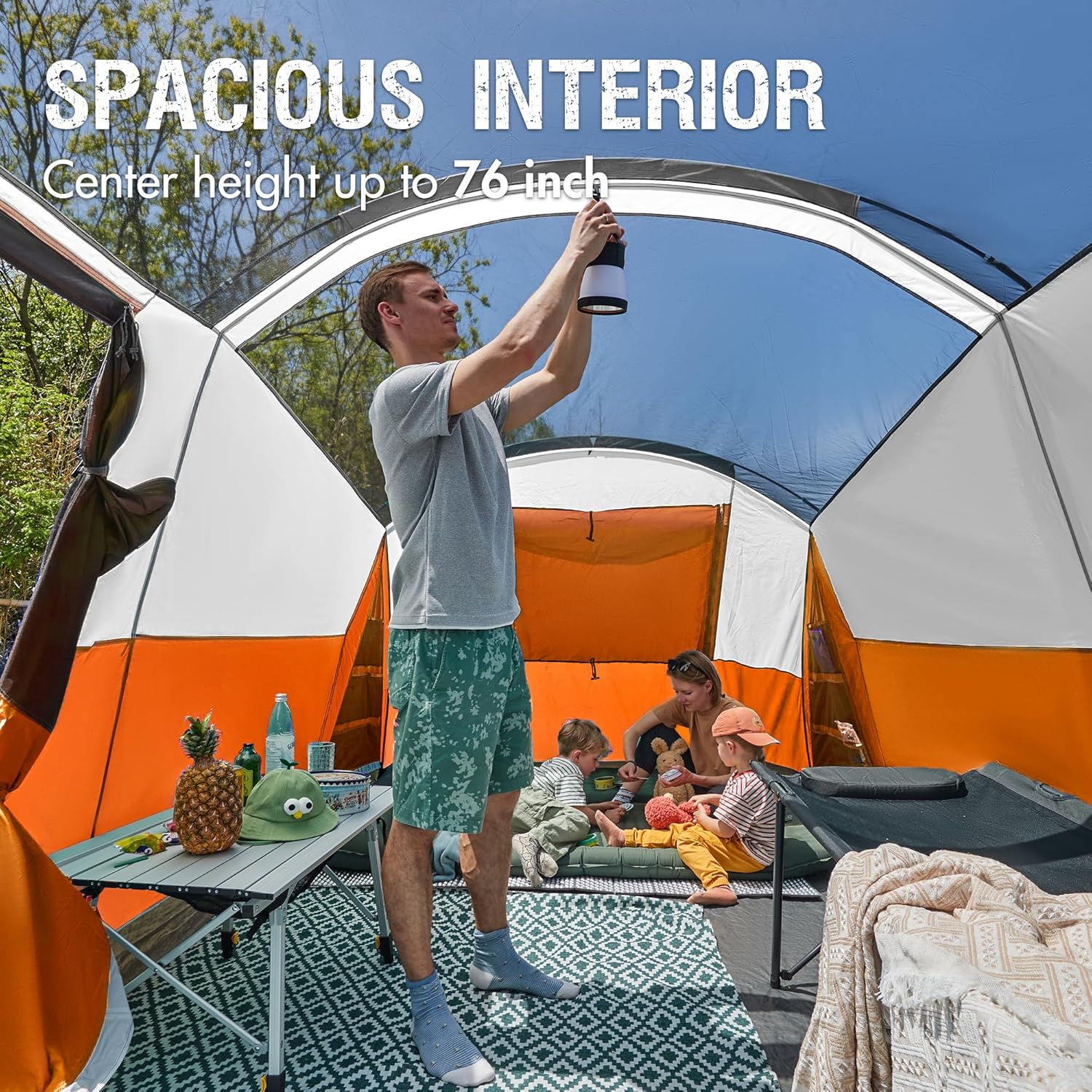 PORTAL 6/8/10 Person Family Camping Tent with Screen Room, Water Resistant Big Tunnel Tent with Rainfly, Large Family Tent for Outdoor Camping, Party