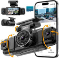 Channel Dash Cam 360° View 1080P Front and Rear Interior Car Left and Right Dash Cam