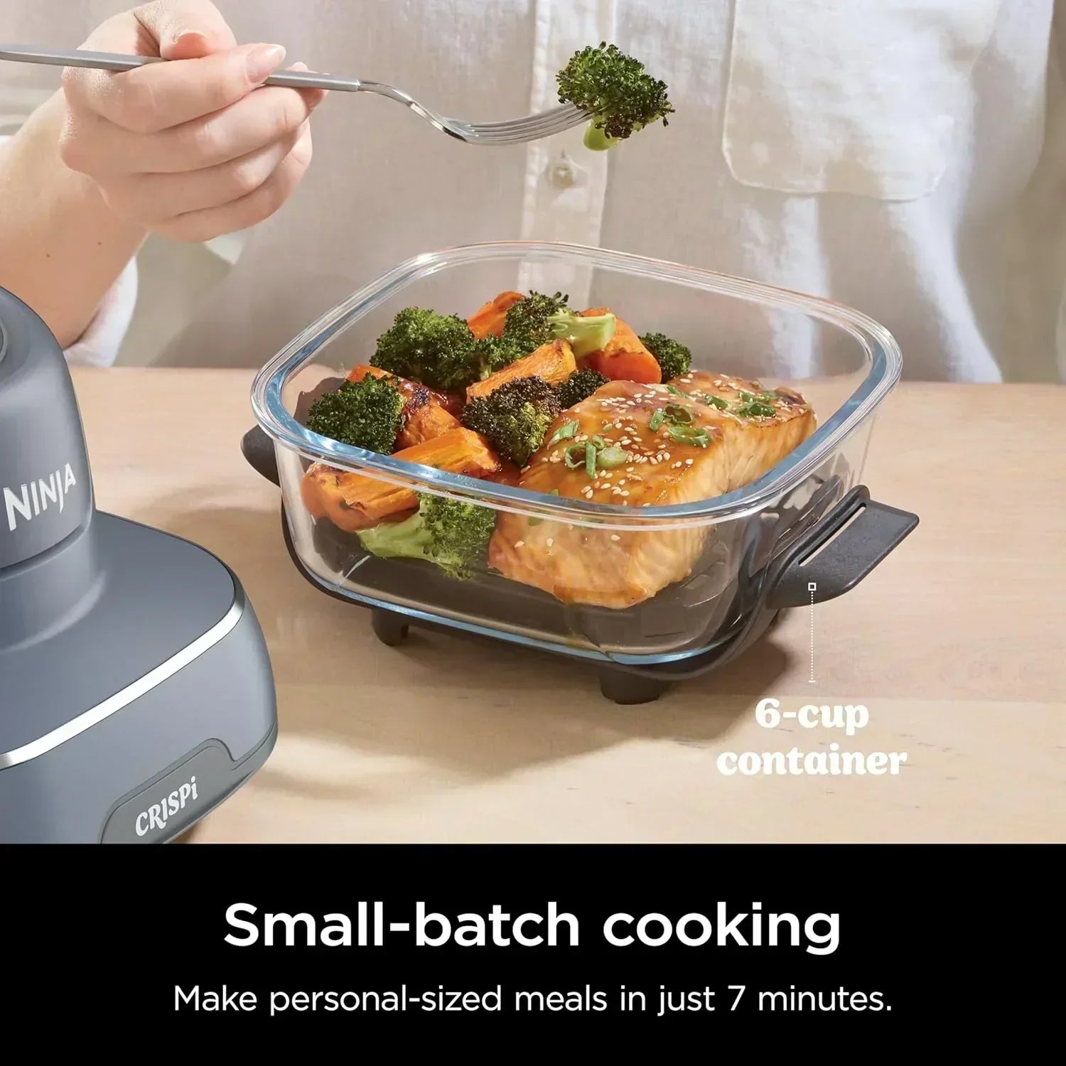Ninja Crispi 4 in 1 Portable Glass Air Fryer Cooking System 4QT 6 Cup TempWare Glass Containers