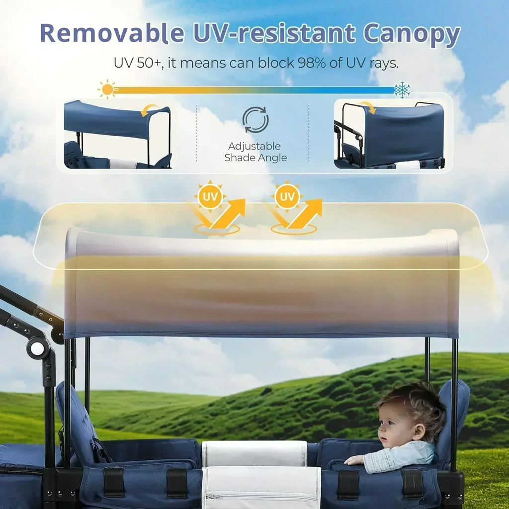 Stroller Wagon for Kids Wagon Stroller Toddlers 2 Seaters All-Terrain Baby Wagon Outdoor