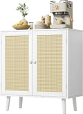 Huuger Buffet Cabinet with Storage Cabinet with PE Rattan Decor Doors Accent Sideboard Buffet