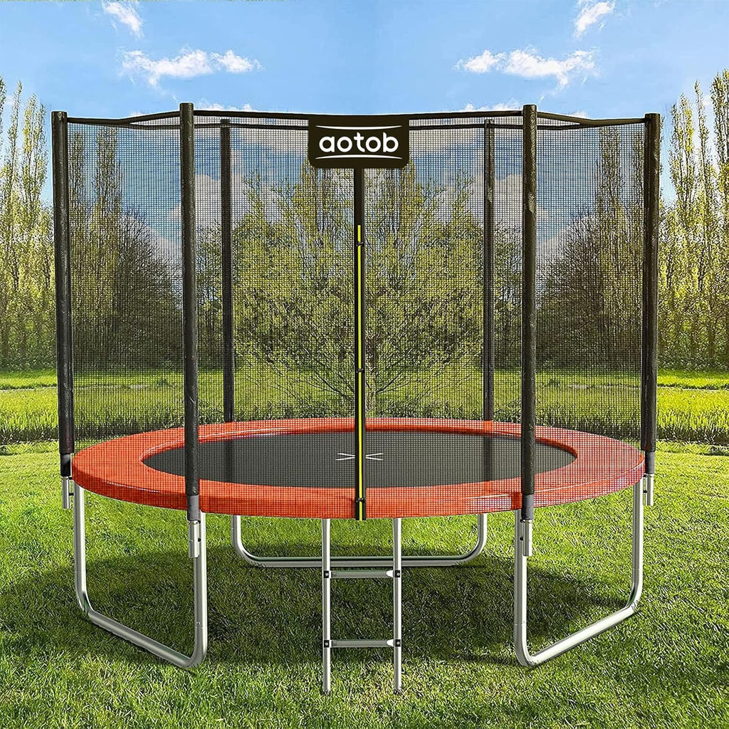 AOTOB 8FT 10FT 12FT 14 FT 15FT Trampoline with Safety Enclosure Net Outdoor Trampoline