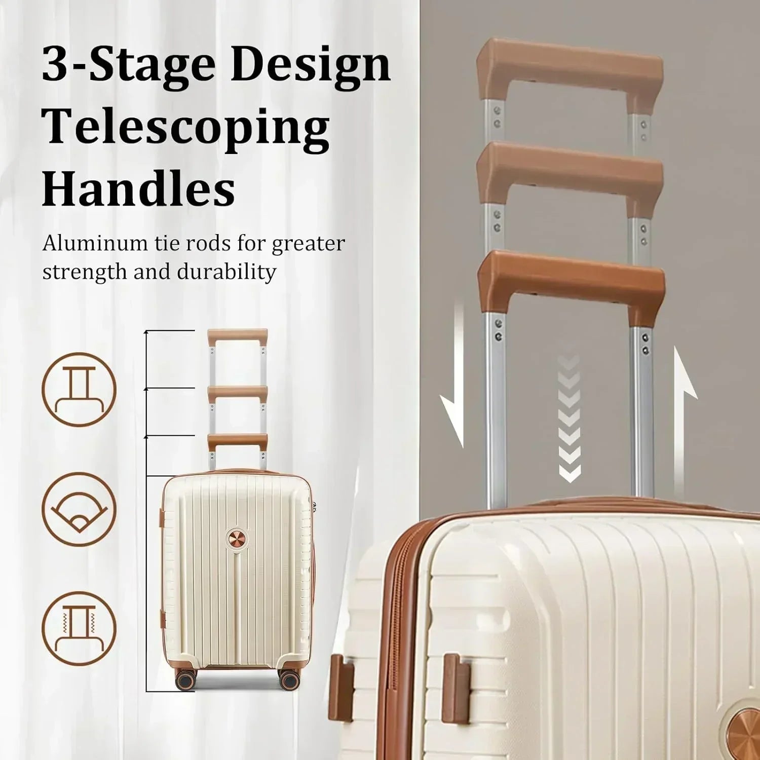 5-piece PP hardshell lightweight travel carry-on luggage set with dual spinner wheels