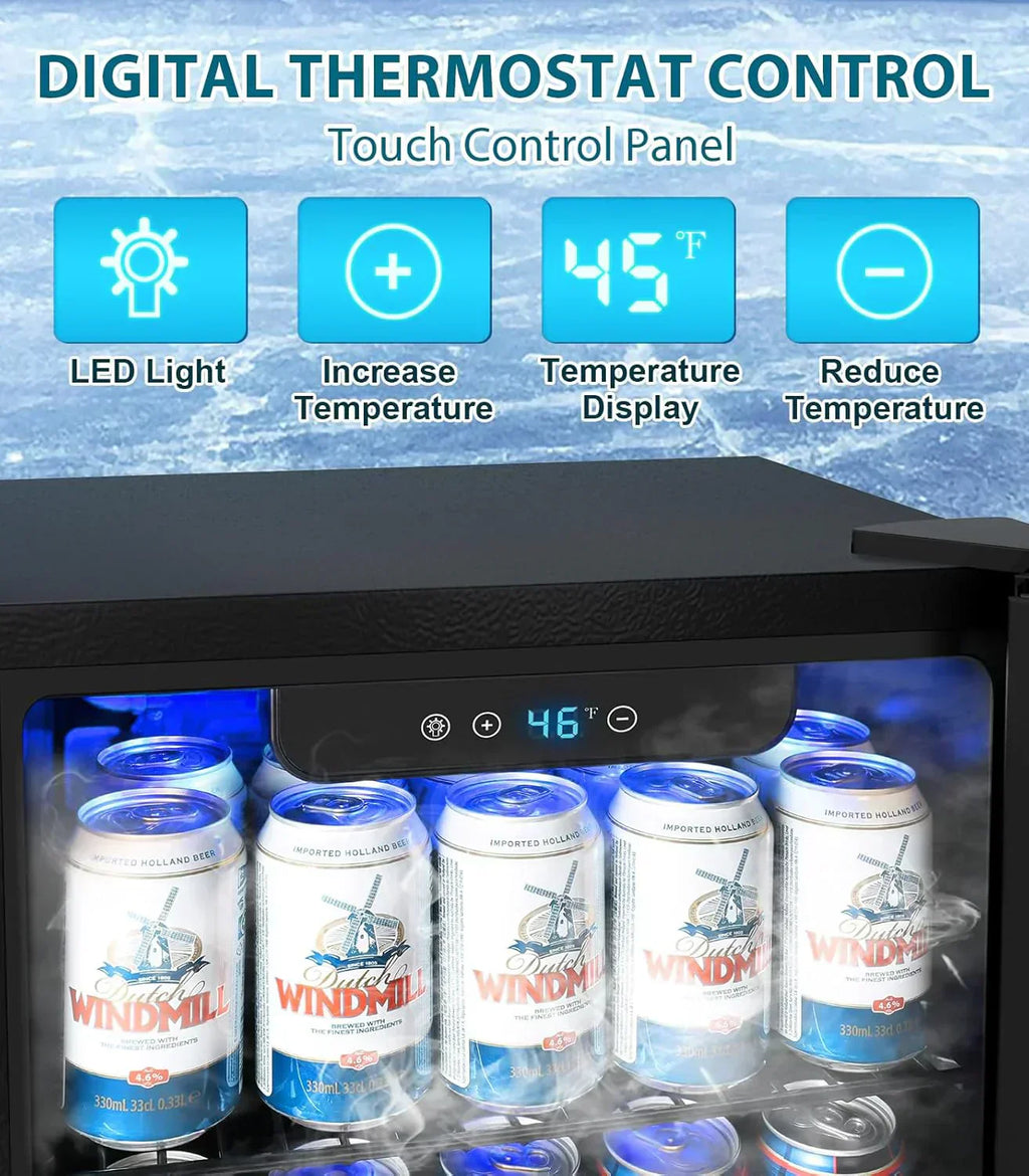 Mini Fridge 130 Can Beverage Refrigerator Cooler Drink Fridge Adjustable Temperature Control