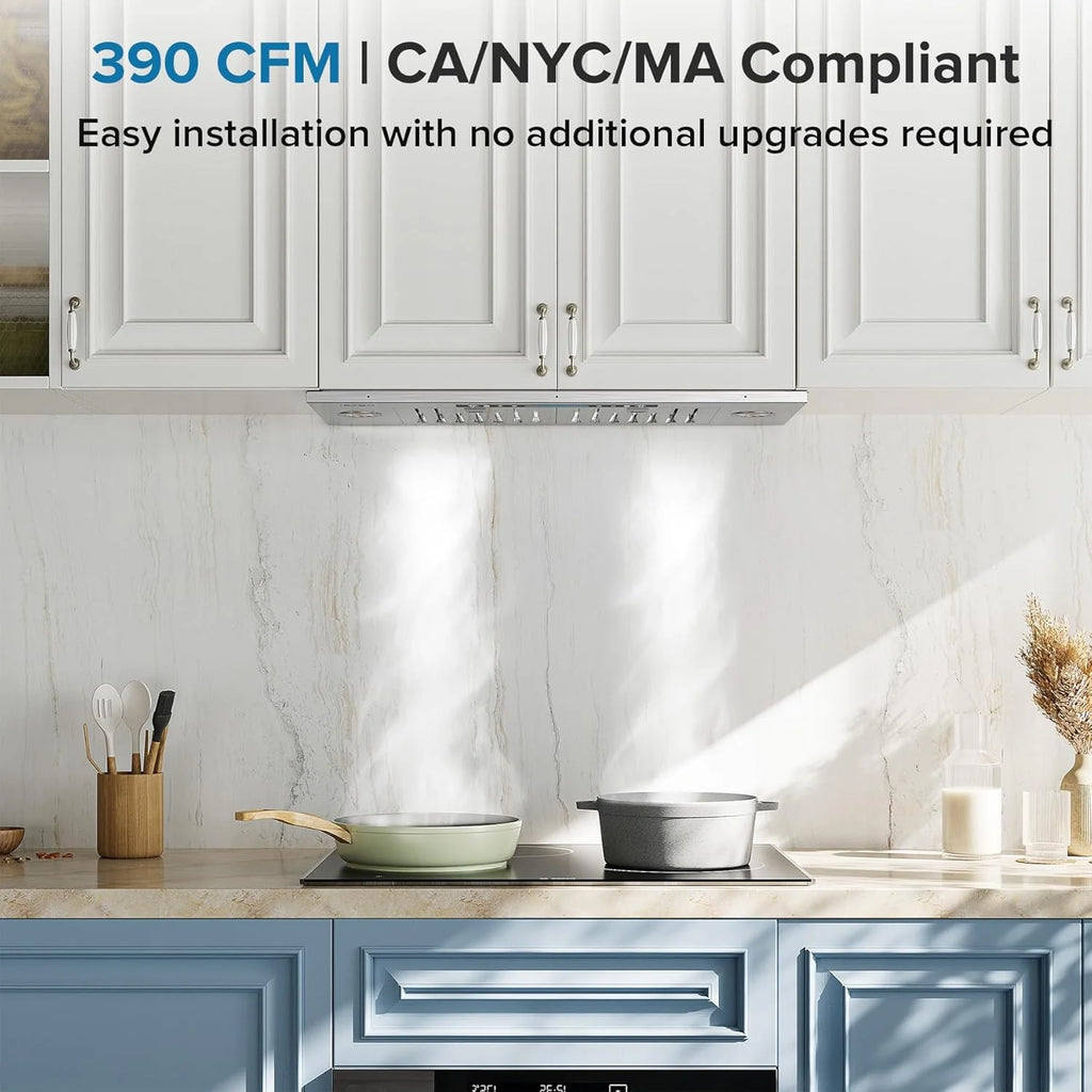 IKTCH 30 Built-in/Plug-in Range Hood 900 CFM, Ducted/Ductless Convertible Ducted, Stainless Steel Kitchen Range Hood