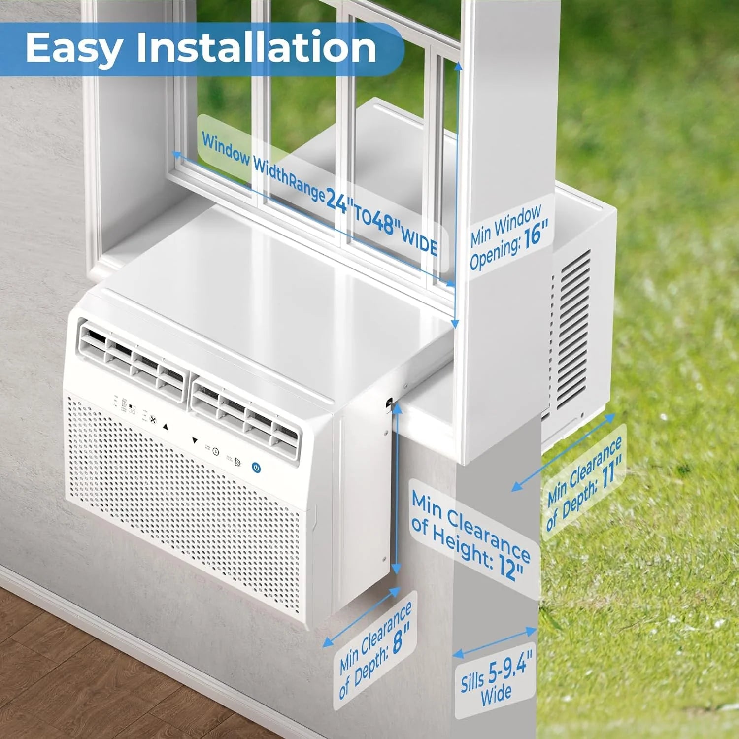 Antarctic Star U-Shaped Air Conditioner Window Unit 12000BTU Ultra Quiet Window Air Conditioner Cools up to 550 Sq. Ft