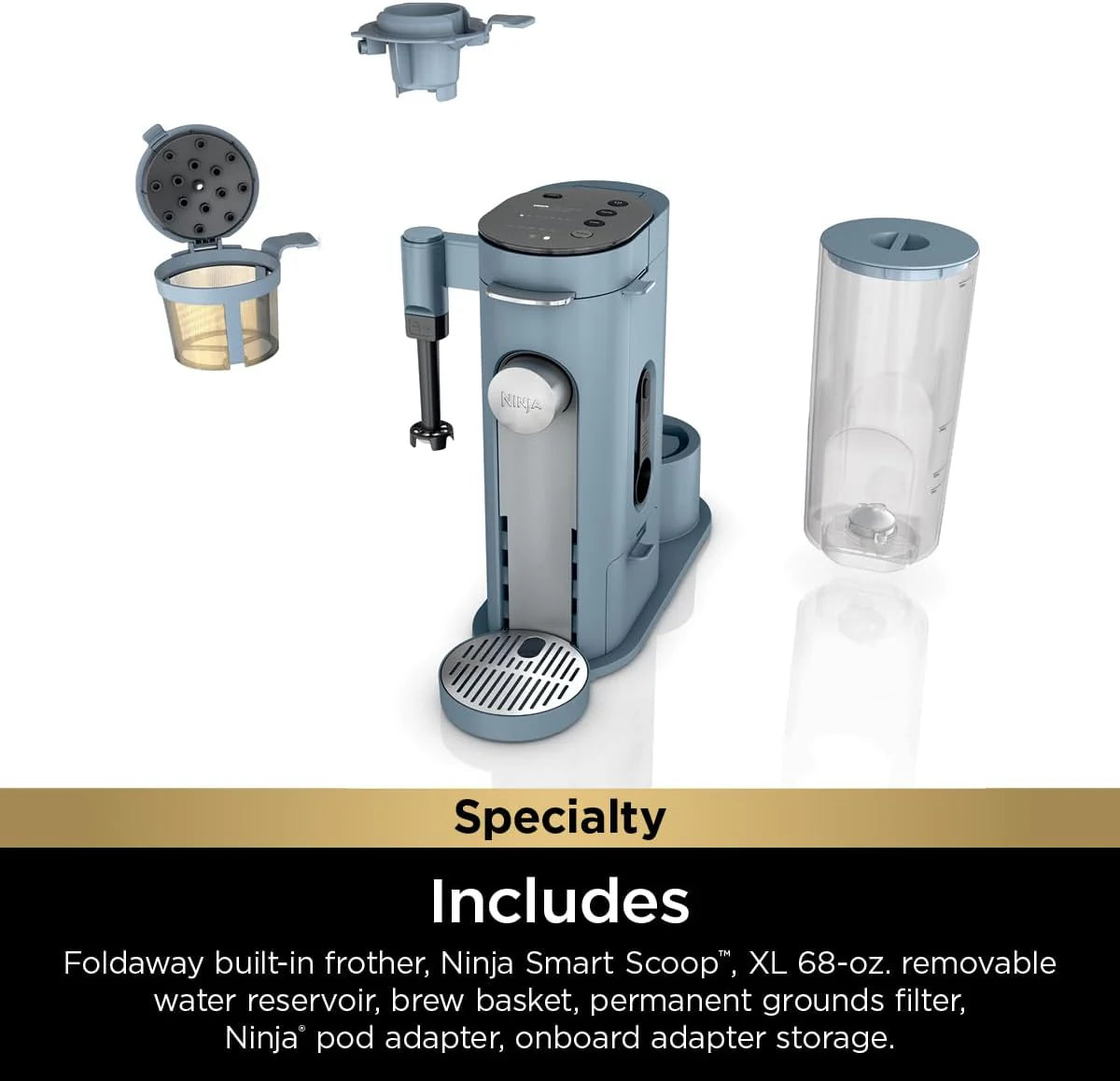 Ninja Pod & Grounds Single-Serve Coffee Maker 56-oz. Reservoir Stone PB051ST