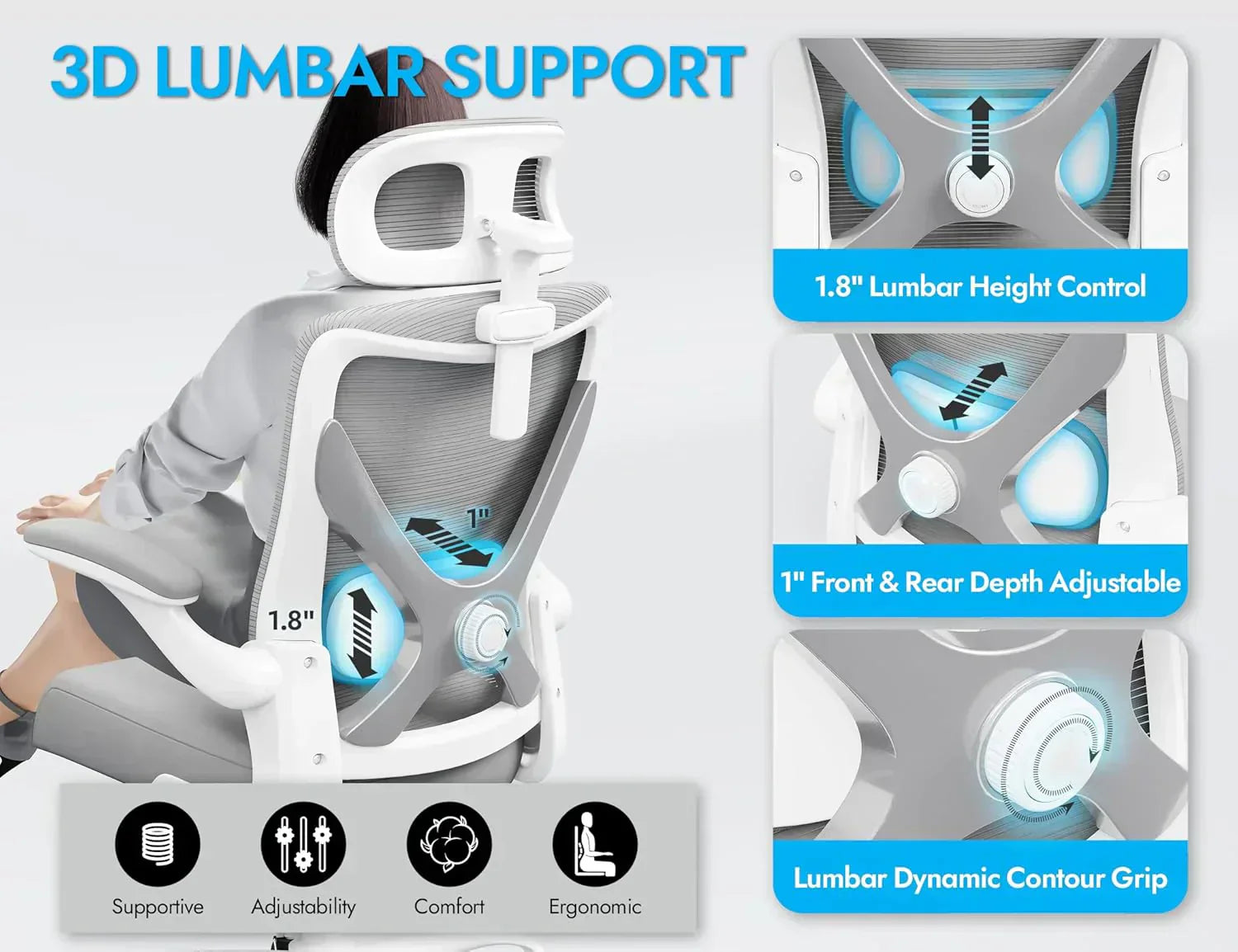 Office computer desk and chair gaming chair with lumbar support and headrest