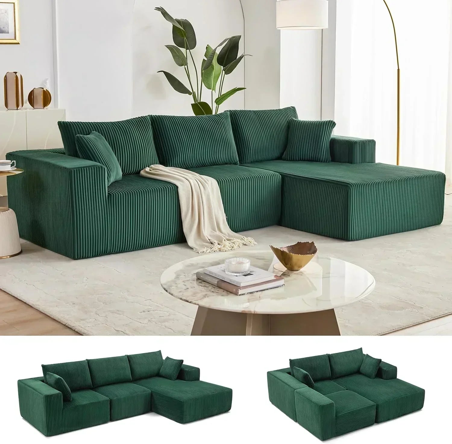 108-inch modular sofa cloud modular sofa with deep seat and reclining chair upholstered sofa