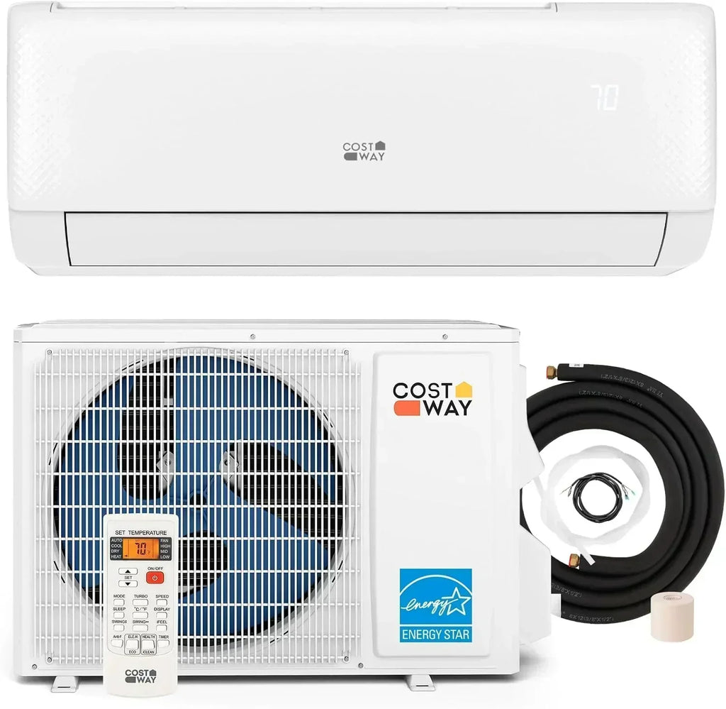 COSTWAY 12000BTU Mini Split Air Conditioner Heater 20 SEER2 115V Wall-Mounted Ductless