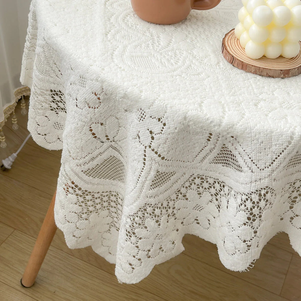 Spitzen-Vintage-Tischdecke, inspiriertes, elegantes Dekor f��r Esszimmer und Heim-Styling