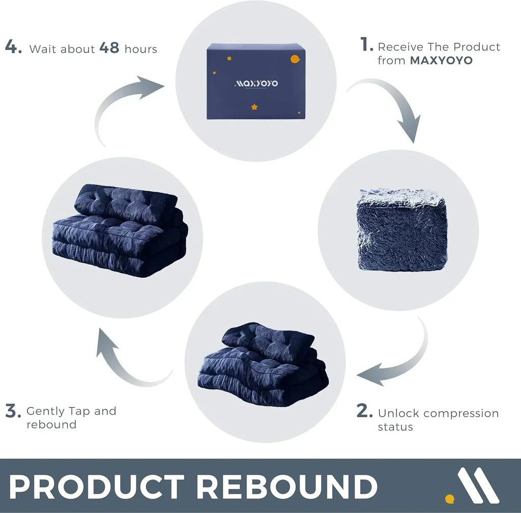 MAXYOYO Folding Sofa Bed Convertible Sleeper Chair with Pillow Foldable Mattress with Back Support