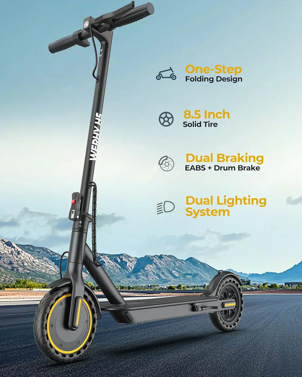 Electric Scooter 350W/500W Motor Top Speed 19/22 mph Max 16/23/28Miles Ranges Foldable E Scooter