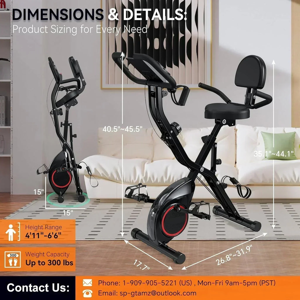 Foldable Exercise Bike Stationary Bikes  5 IN 1 Indoor Workout Cycling Bike Quiet Magnetic Resistance