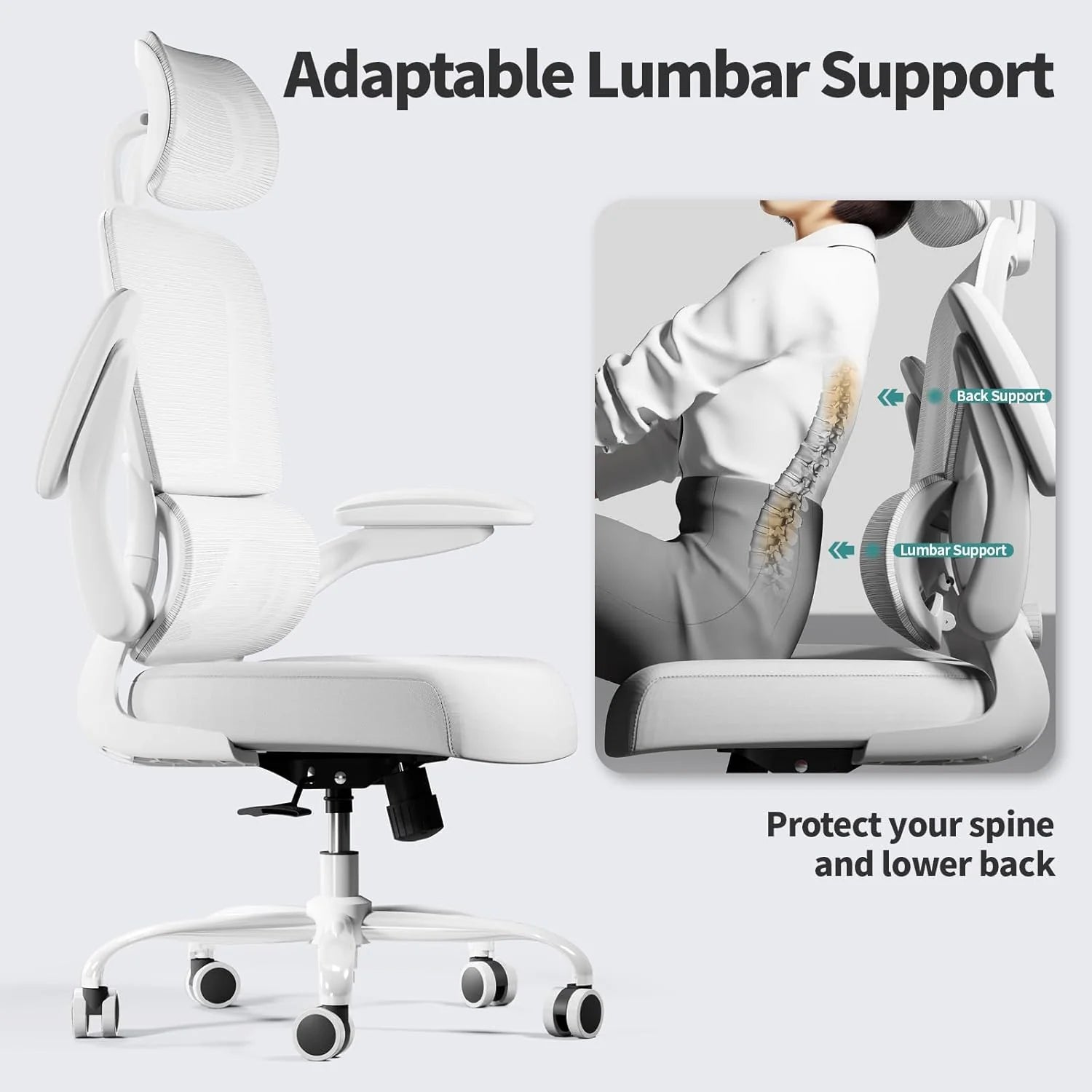 Office Chair Ergonomic Desk Chair, 330 lbs Home Mesh Desk Chair with Wheels, Comfortable Gaming Chair, High Back Office Chair