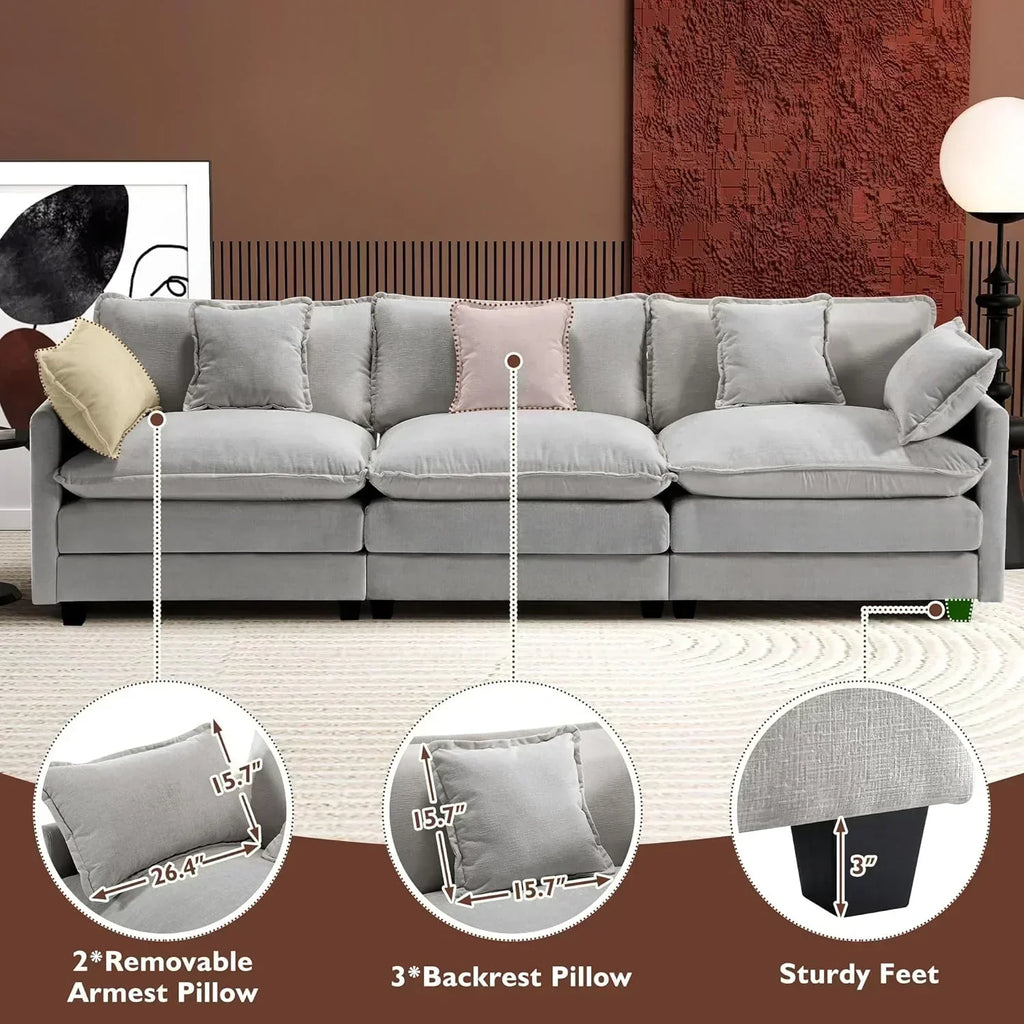 ihanherry 146-inch U-shaped modern sofa modular area cloud sofa