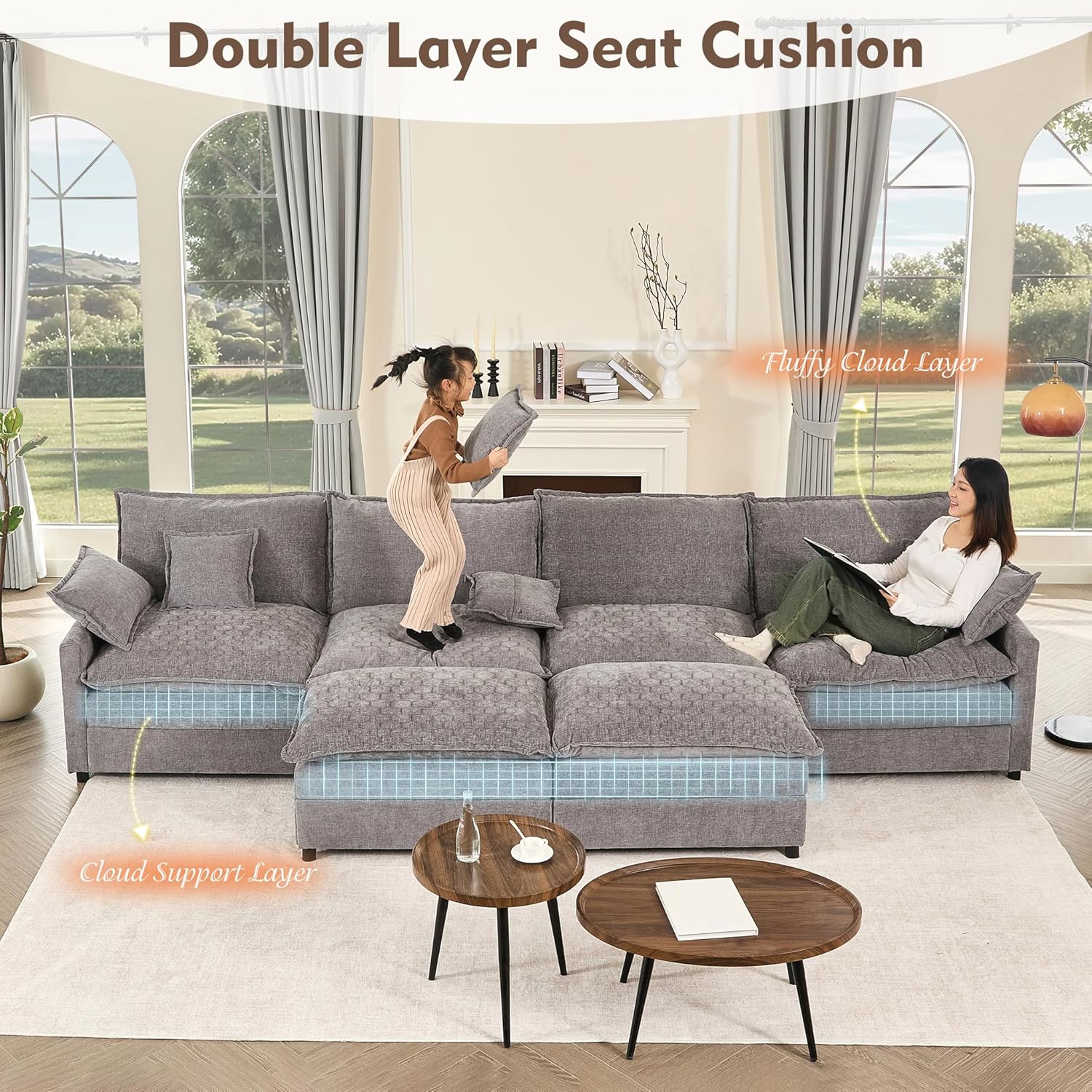 108 U-shaped sofa modular sofa Comfortable cloud sofa