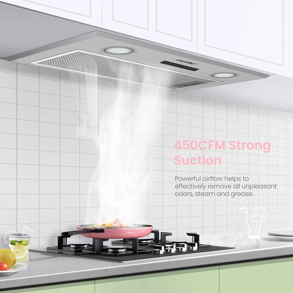 Comfee 30 Under Cabinet Ducted/Ductless Convertible Slim Vent Durable Stainless Steel Kitchen Reusable Filter