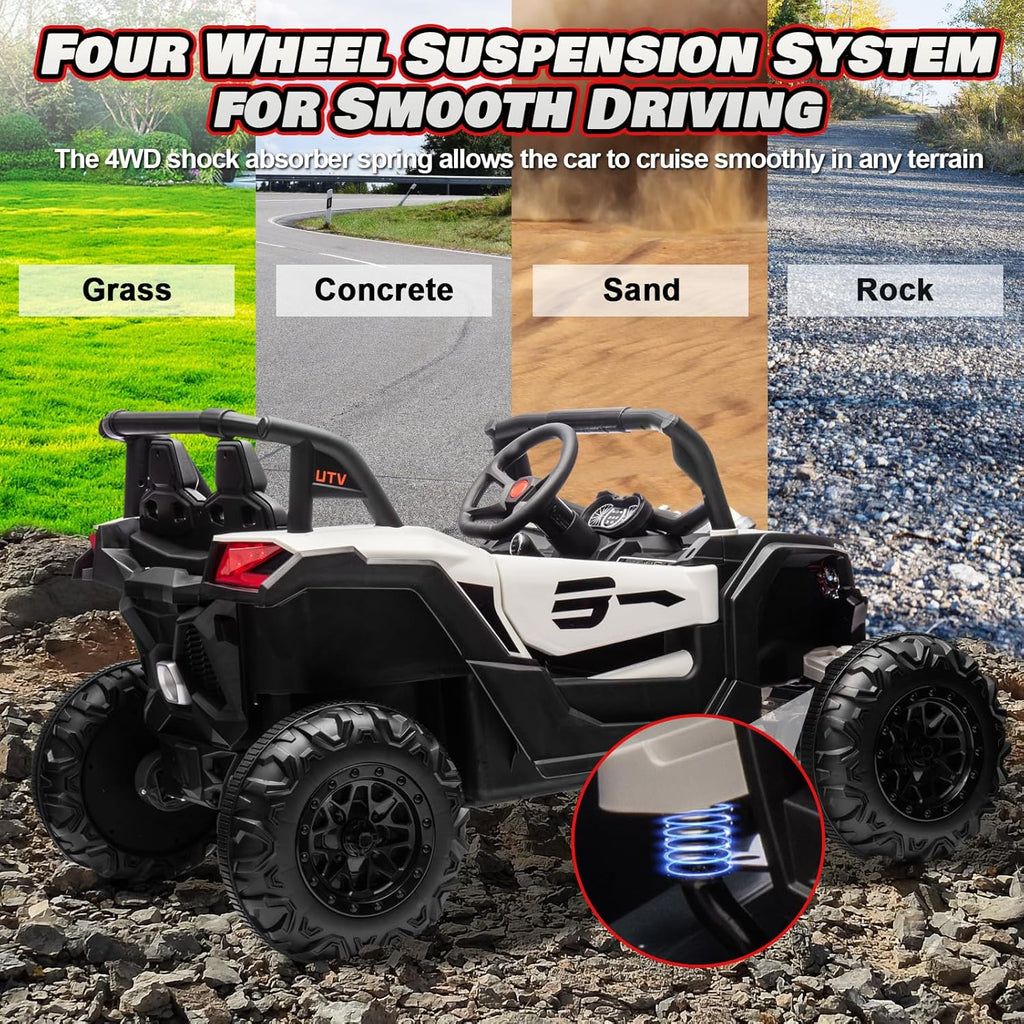 JOYRACER Kids Remote Control Car with 4 x 150W Motors Shock Absorbers Bluetooth MP3 Player