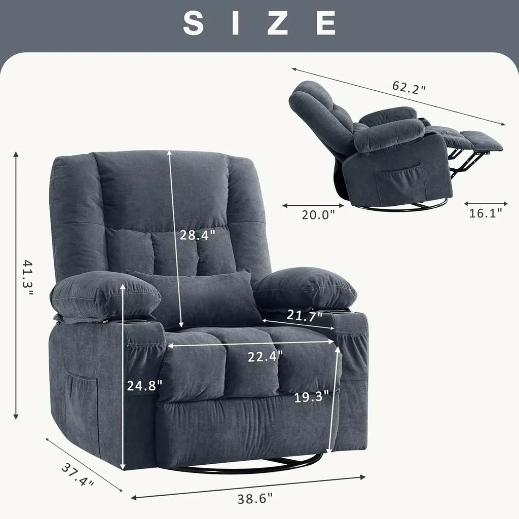 Massage rotating rocking lounge chair with vibration massage and calorie metering functions