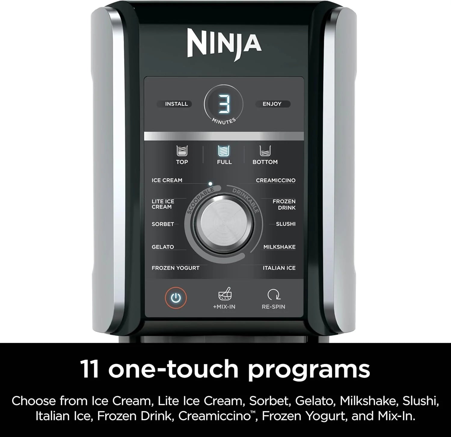 Ninja NC301 CREAMi Ice Cream Maker, for Gelato, Mix-ins, Milkshakes, Sorbet, Smoothie Bowls & More, 7 One-Touch Programs, with (2) Pint Containers & Lids, Compact Size, Perfect for Kids, Silver