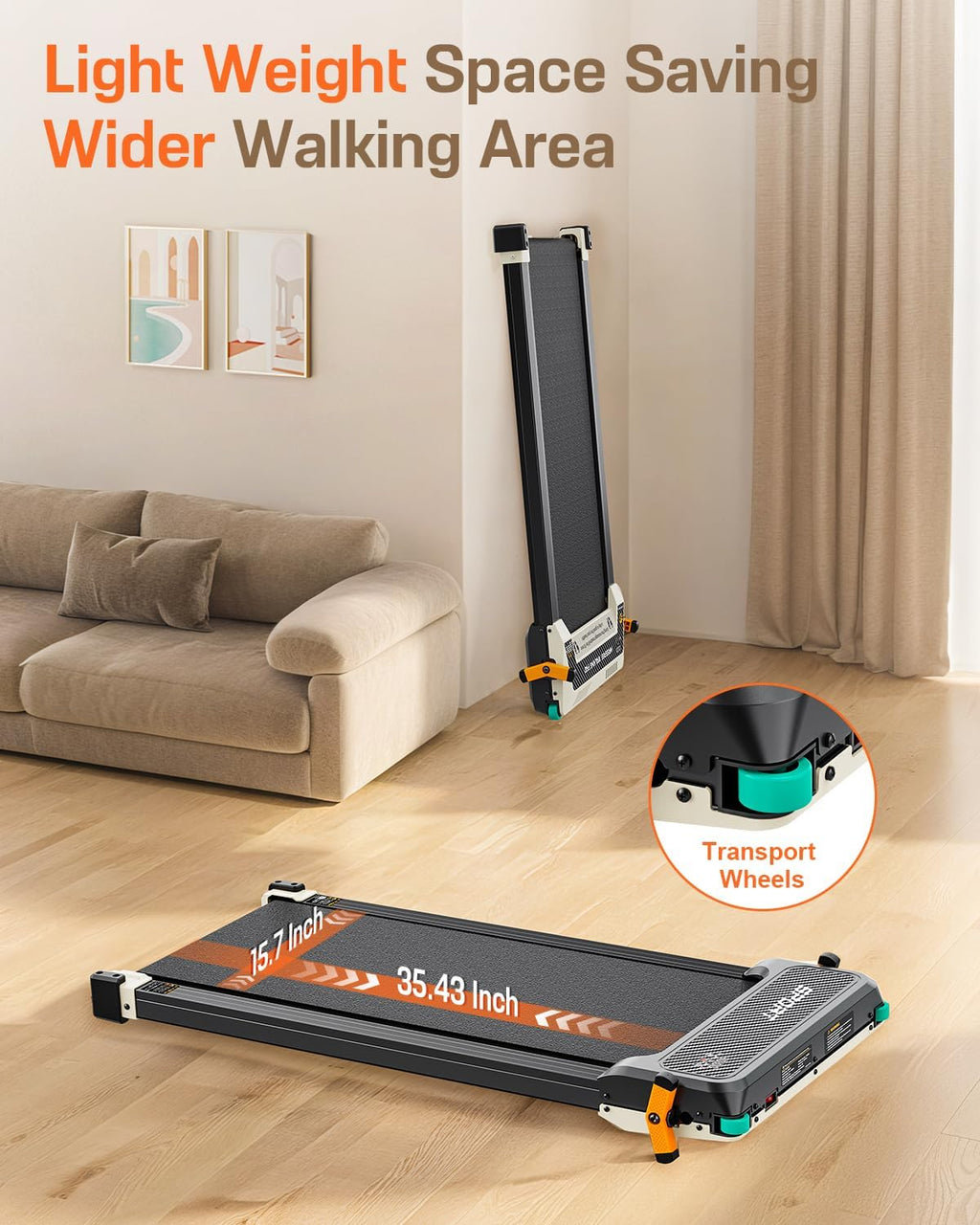 Akluer Inclined Home Treadmill 2.5 HP Small Under-Desk Treadmill Remote Control LED Display