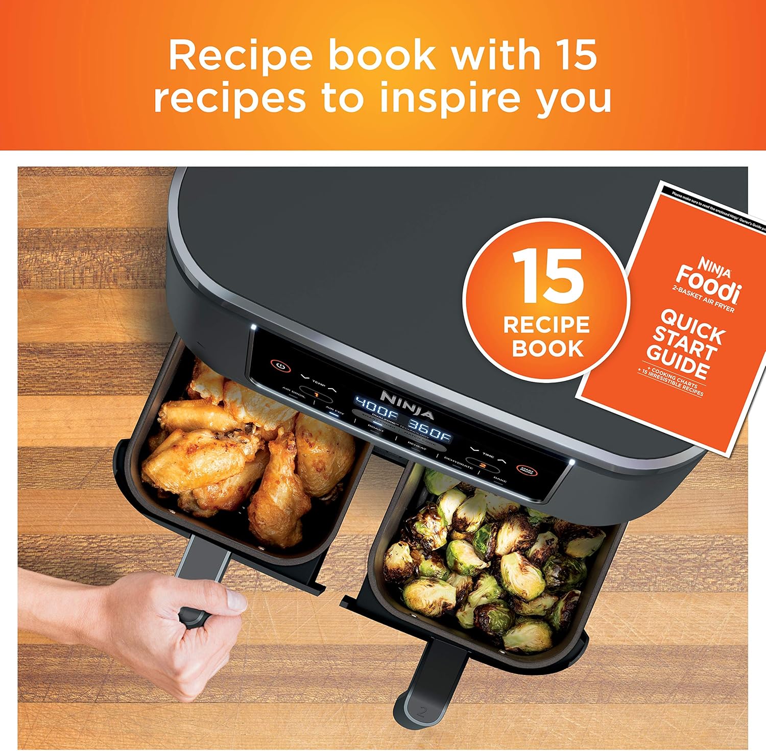 Ninja Foodi 6-in-1 FlexBasket Air Fryer with 7 QT MegaZone Basket Divider for Large Proteins