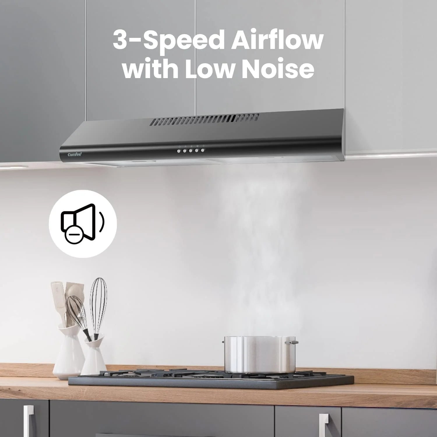 Comfee 30 Under Cabinet Ducted/Ductless Convertible Slim Vent Durable Stainless Steel Kitchen Reusable Filter