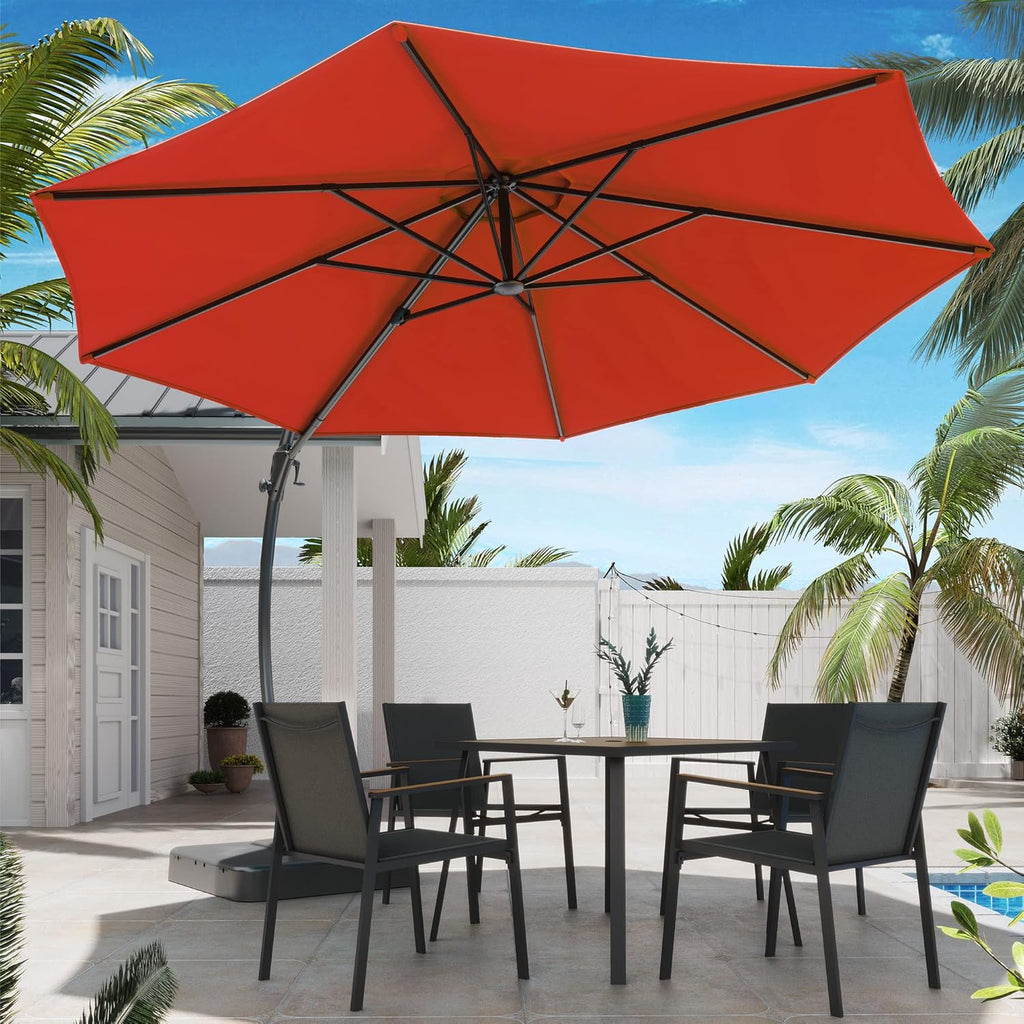 LAUSAINT HOME Outdoor Patio Umbrella with Base included 11 FT Deluxe Curvy Cantilever Umbrella