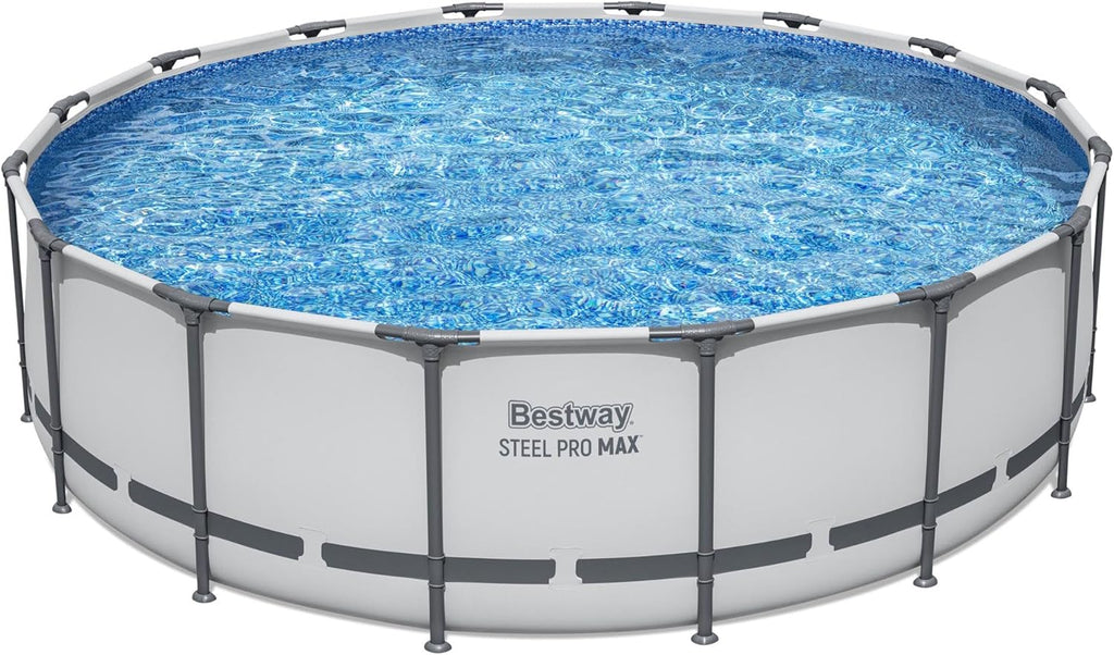 Steel Pro MAX 14 Foot x 48 Inch Round Metal Frame Above Ground Outdoor Swimming Pool Set