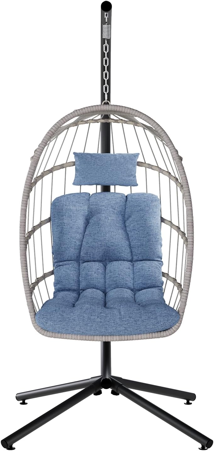 SWITTE Egg Chair Outdoor Indoor Wicker Hanging Egg Swing Chair 350lbs Capacity for Patio