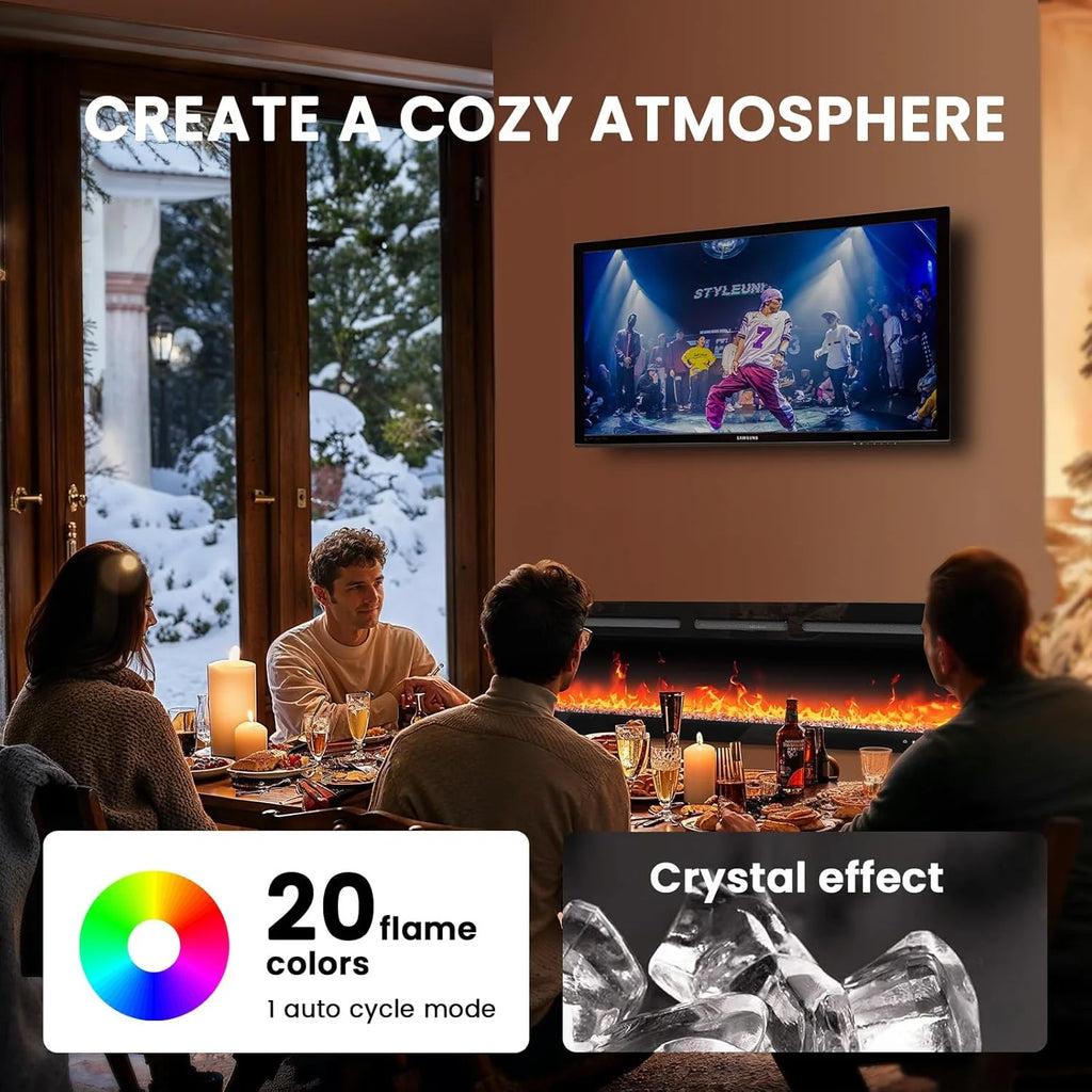 50 Smart Electric Fireplace 5300 BTU Heat Output, Ultra-Slim Wall-Mount or Built-In Electric Fireplace