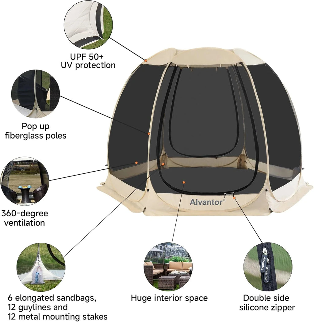 Screen gazebo, sleeps 6-10-15 people Igloo-style canopy tent with mosquito net on the sides Perfect for garden, patio, backyard