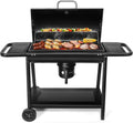 Realcook Charcoal Grill with Offset Smoker: Spacious Barrel Charcoal Grill