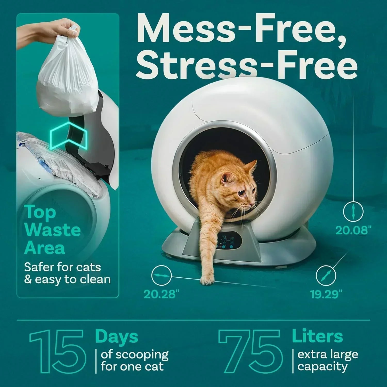 Self Cleaning Litter Box with Auto Safety Sensors Automatic Cat Litter Box Self-Cleaning