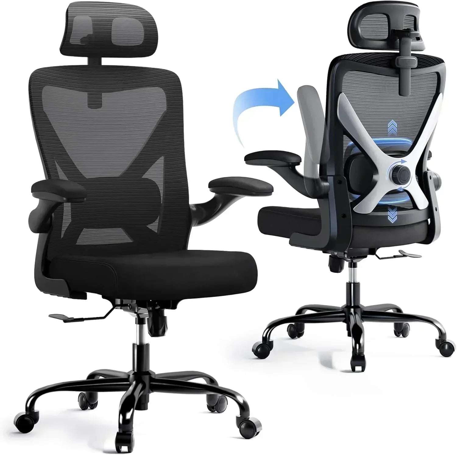Office computer desk and chair gaming chair with lumbar support and headrest