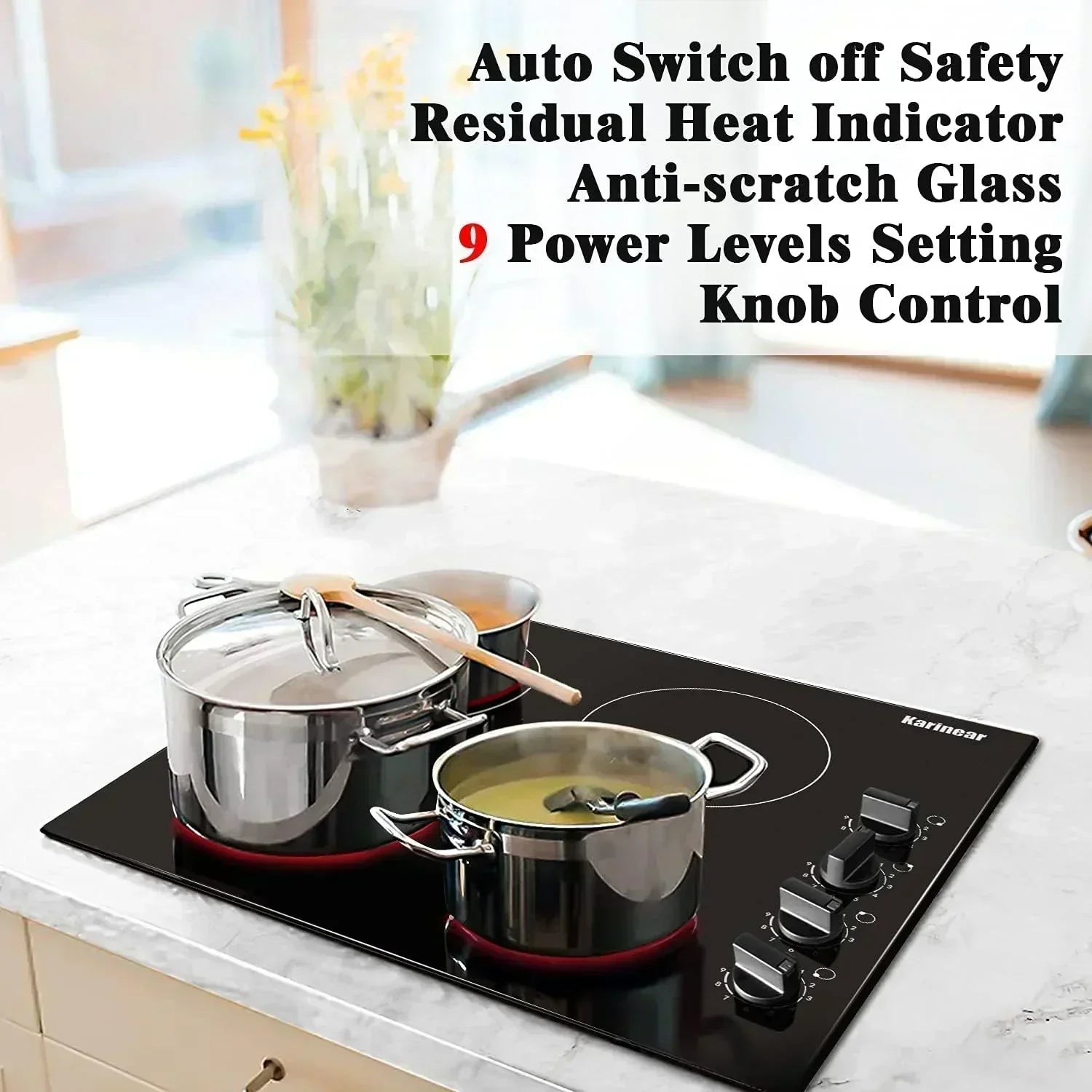 Karinear 30 Inch Electric Cooktop 4 Burners Built-in Ceramic Cooktop Radiant Electric Stove Top