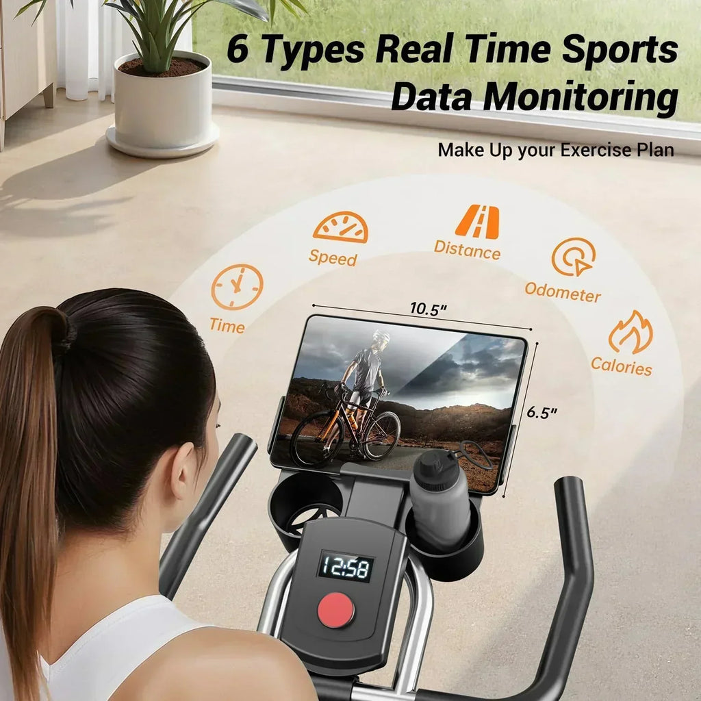 CURSOR FITNESS Exercise Bike Stationary Bikes 300 LBS Capacity Workout Bike Silent Belt Drive