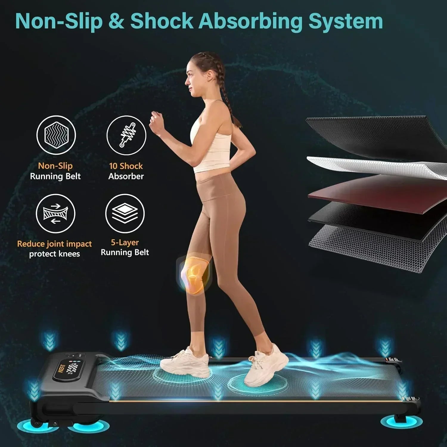 2.5 HP Portable Treadmill with Inclined Walking Pad Panel and Remote 4-in-1 Walking Treadmill