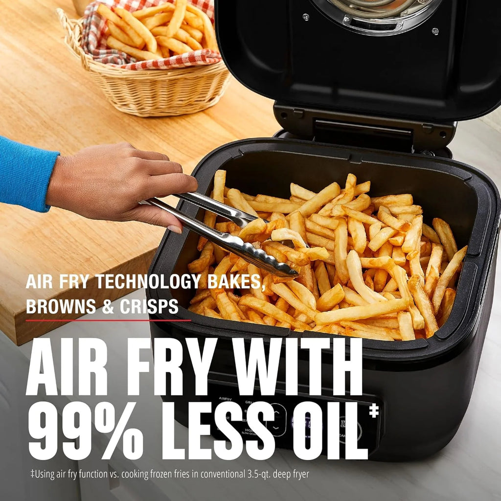 George Foreman Beyond Grill?7-in-1 Electric Indoor Grill with Air Fry Technology, MCAFD800D, Black, Large